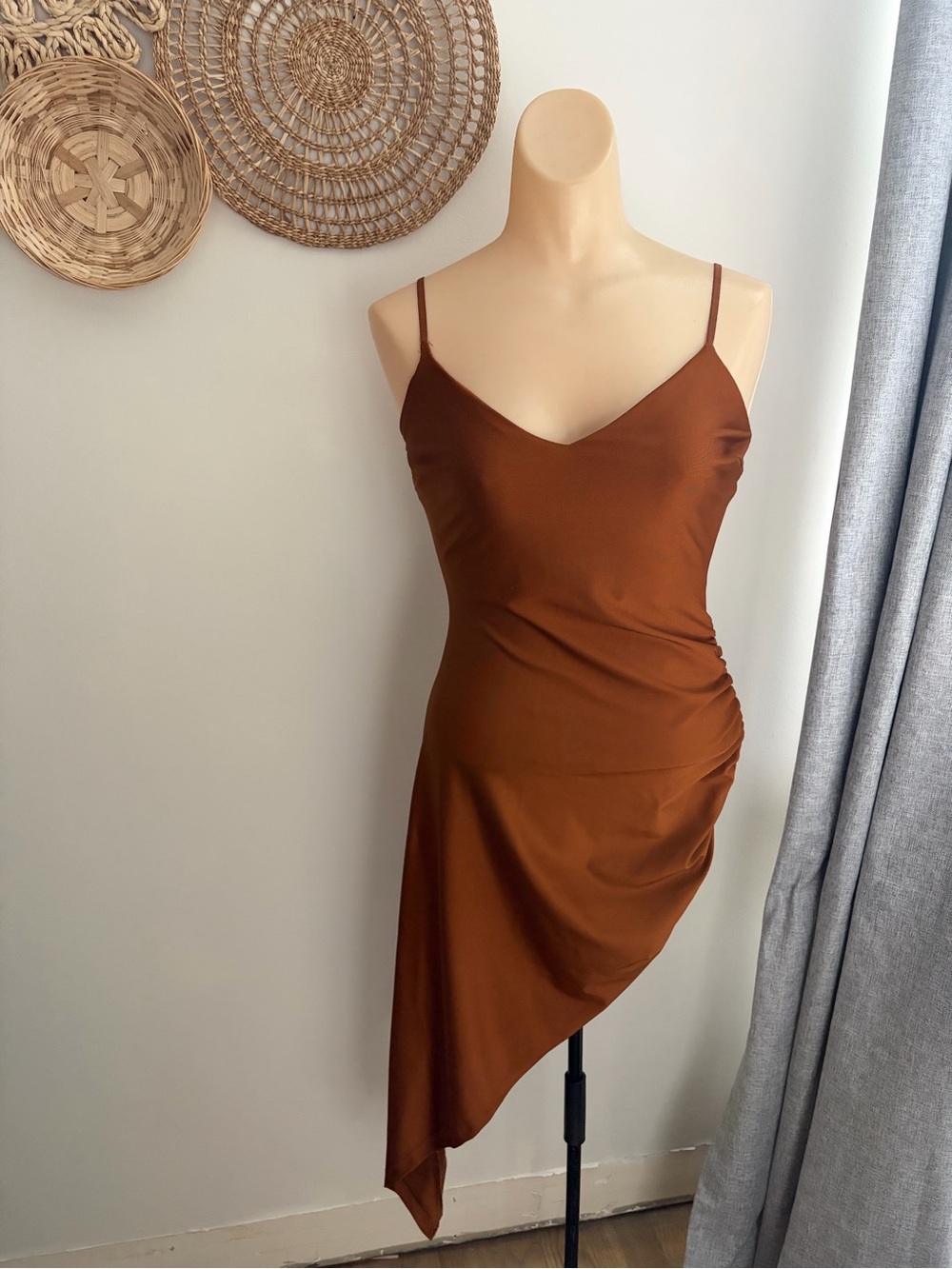 Windsor Copper-Brown Asymmetrical Slip Dress